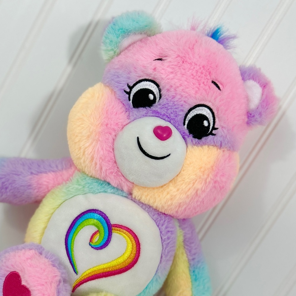 Care Bears Togetherness Bear Plush – Pastel Rainbow Heart – Cozy Cuddle Friend